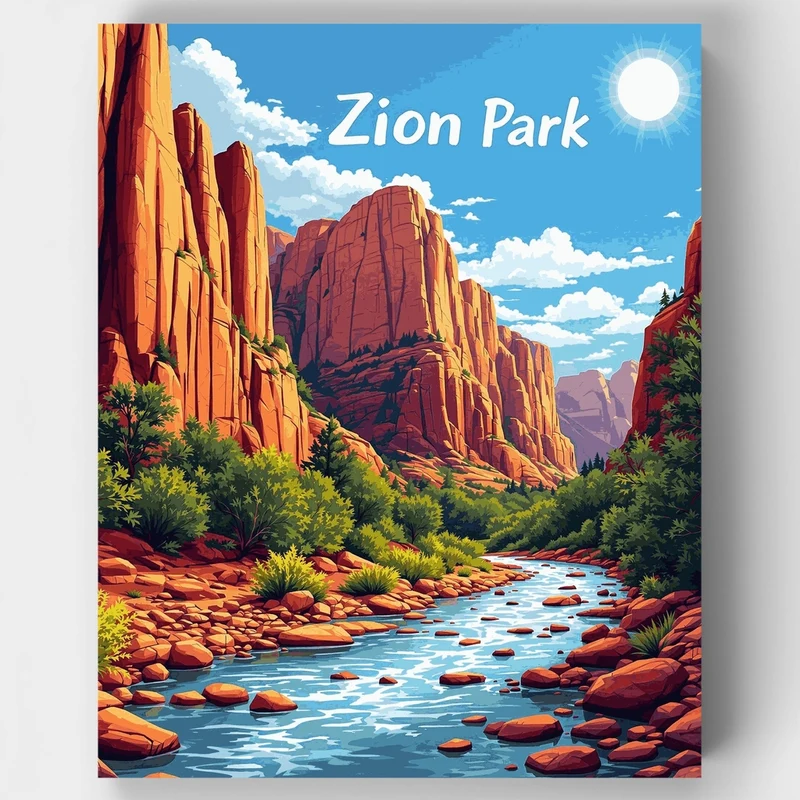 Zion's Crimson Cliffs - Paint by Numbers Kit