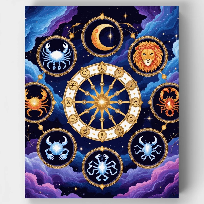Mystical Zodiac Wheel - Paint by Numbers Kit