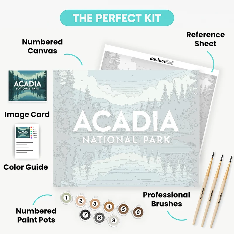 Misty Acadia Lake - Paint by Numbers Kit