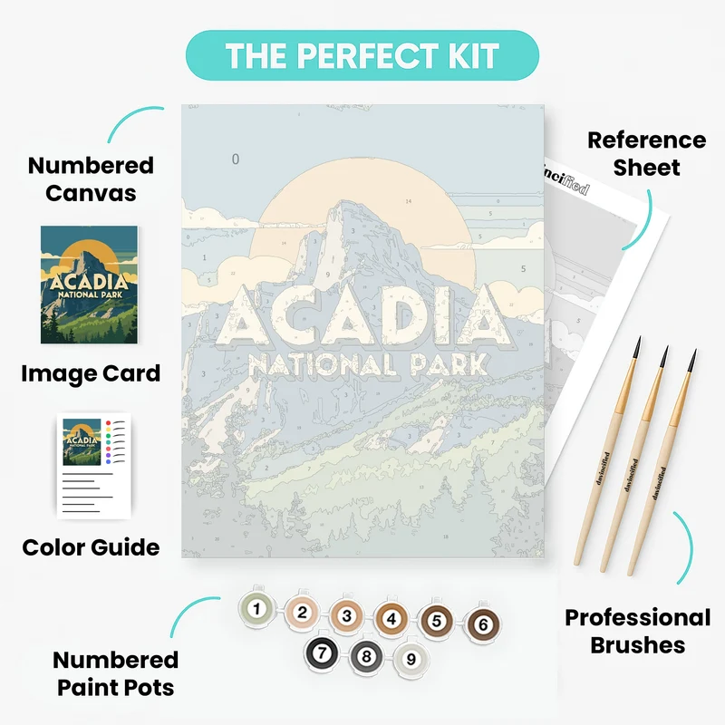 Vintage Acadia Mountain Vista - Paint by Numbers Kit