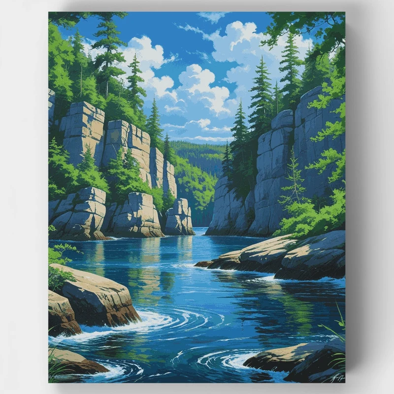 Acadia's Rocky Gorge - Paint by Numbers Kit