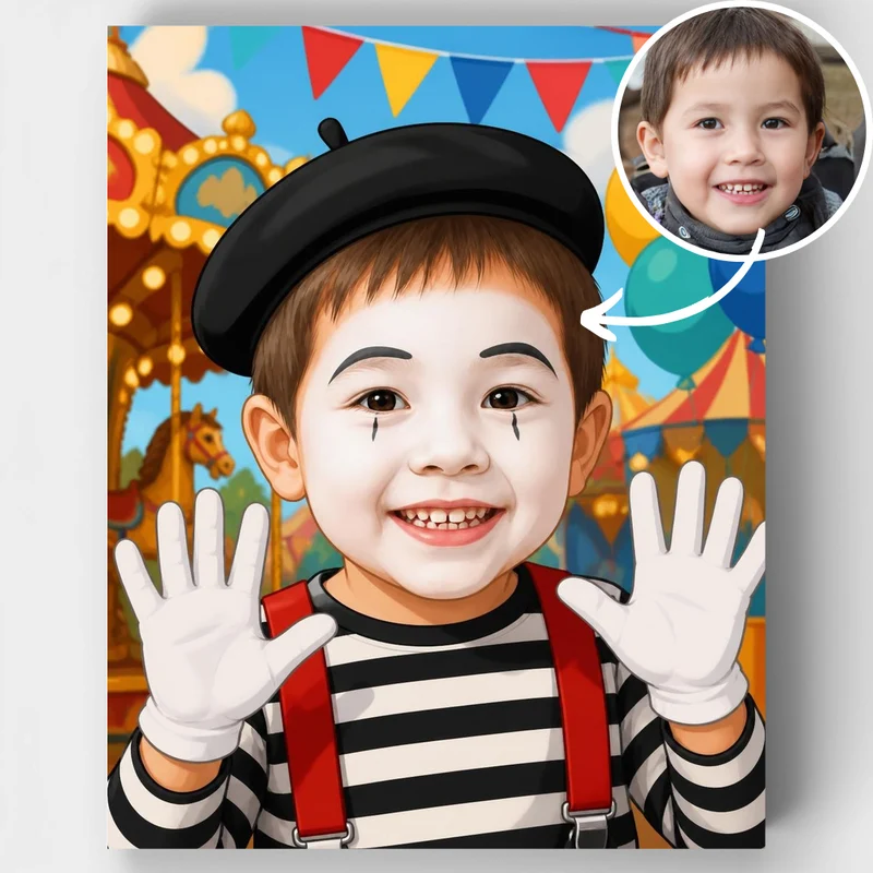 French Mime at Carnival - Custom Paint by Numbers Kit