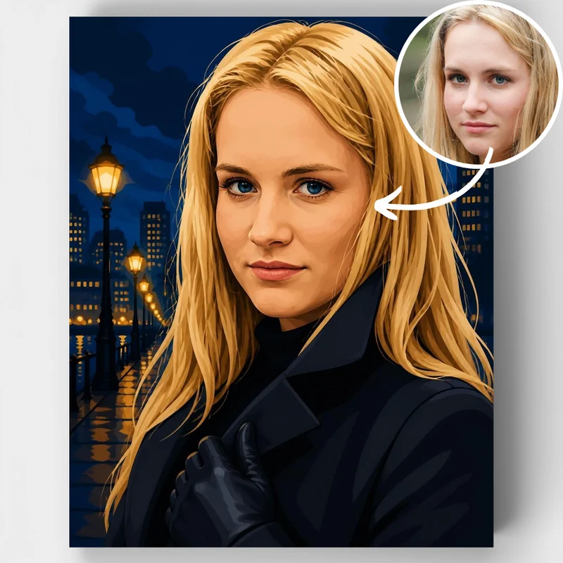 Secret Agent at Night - Custom Paint by Numbers Kit