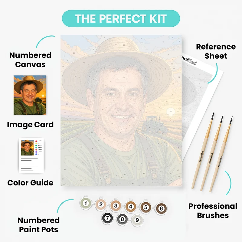 Farmer at Sunset - Custom Paint by Numbers Kit