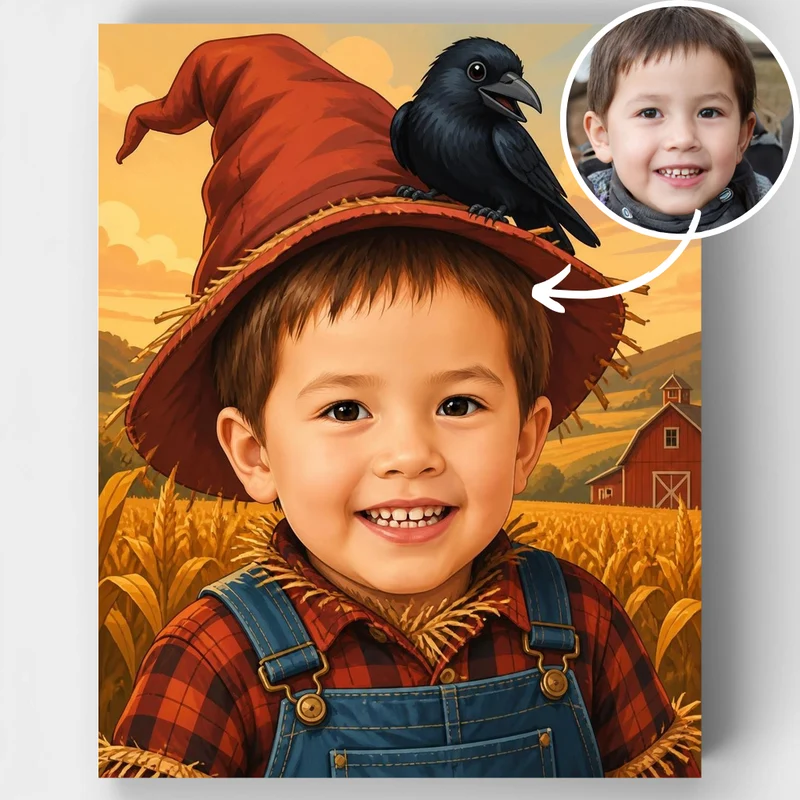 Scarecrow Friend with Raven - Custom Paint by Numbers Kit