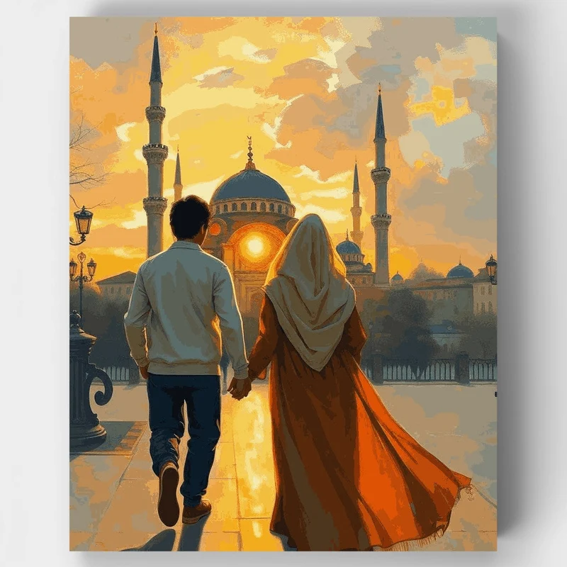 Sunset at the Mosque - Paint by Numbers Kit
