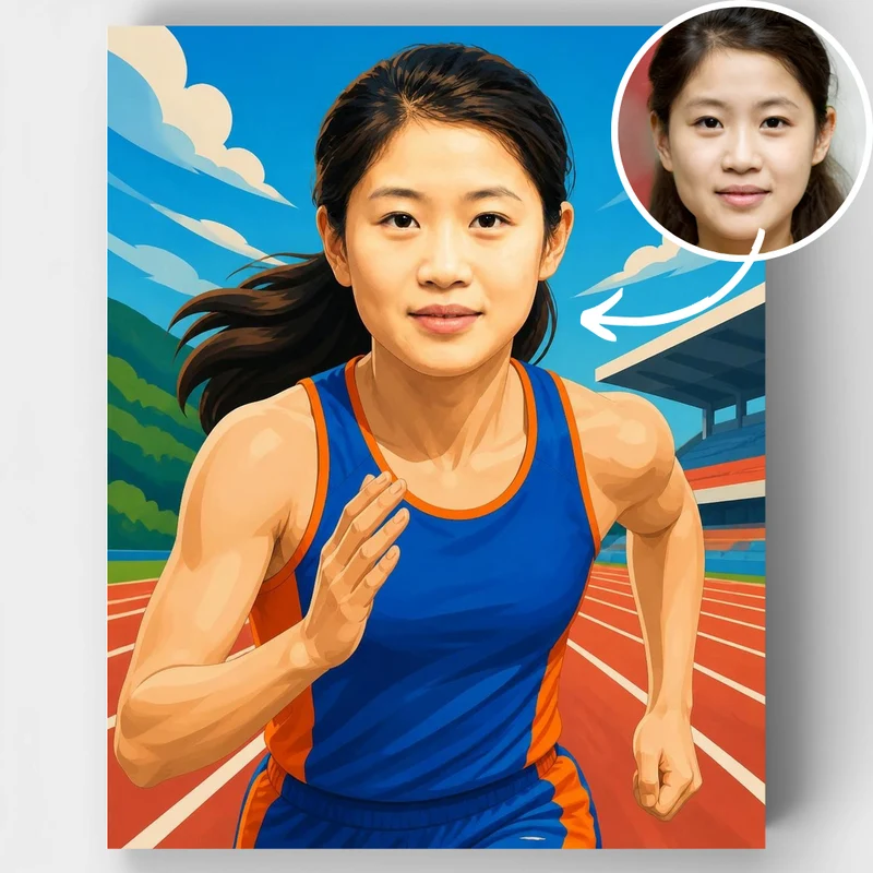 Athletic Track Runner - Custom Paint by Numbers Kit