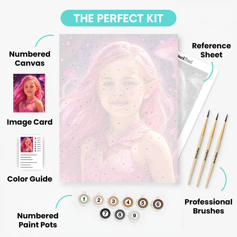 Pink-Haired Forest Sprite - Custom Paint by Numbers Kit