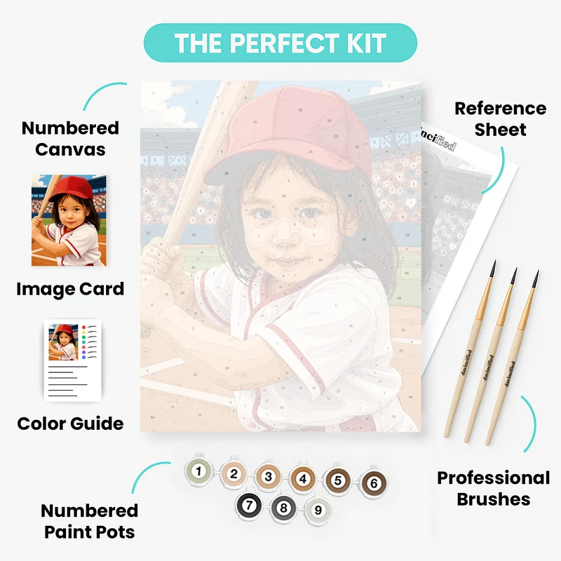 Little League Baseball Star - Custom Paint by Numbers Kit