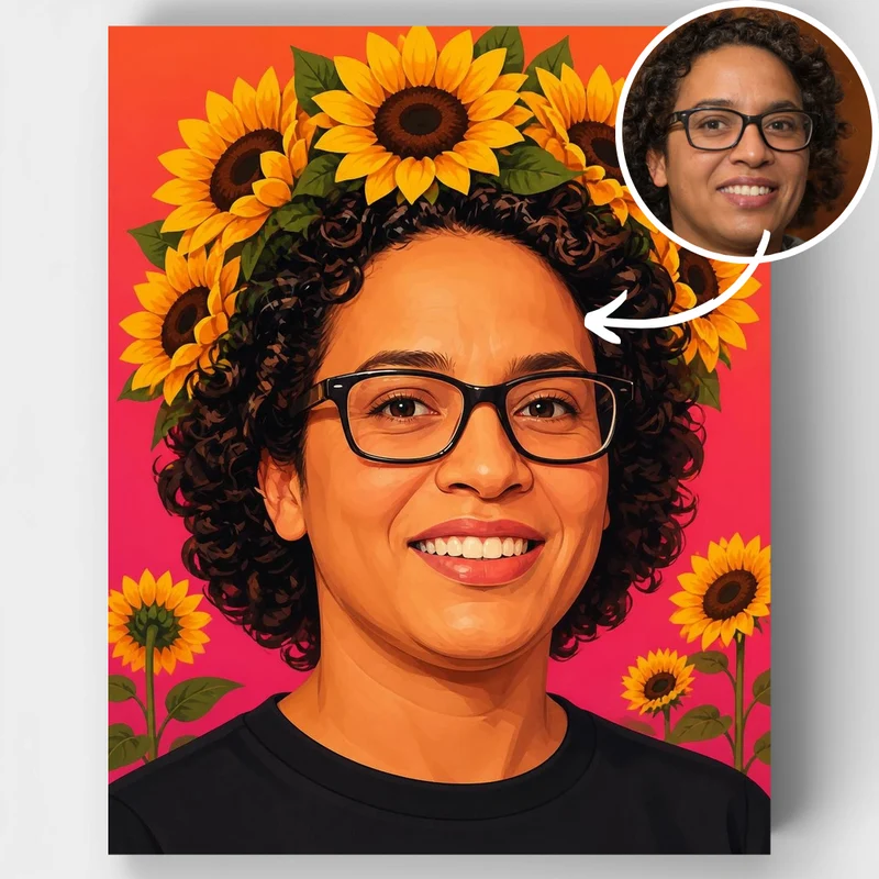 Sunflower Crown Portrait - Custom Paint by Numbers Kit
