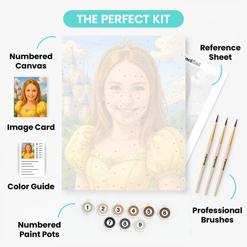 Princess in Yellow Gown - Custom Paint by Numbers Kit