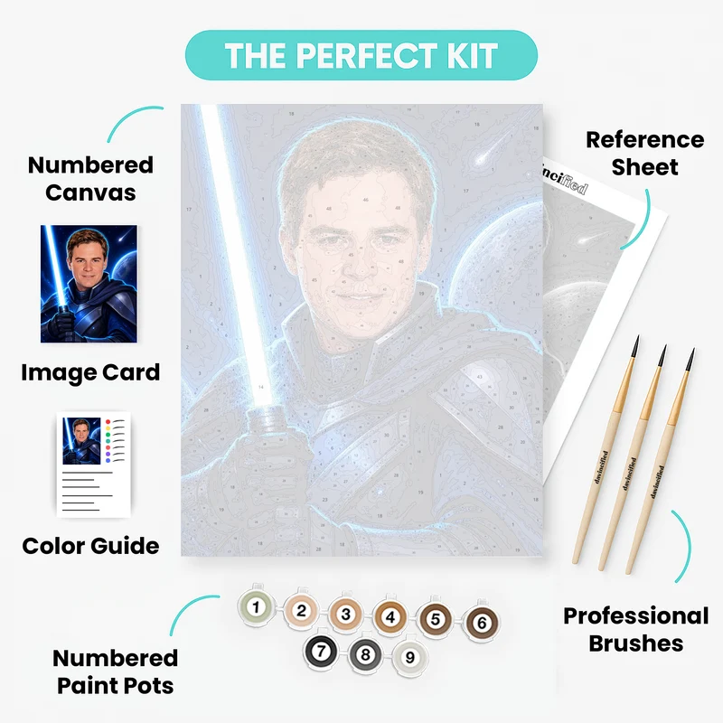 Knight with Blue Lightsaber - Custom Paint by Numbers Kit