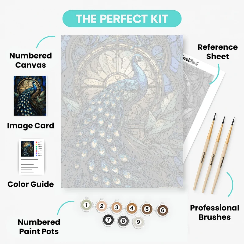 Stained Glass Peacock - Paint by Numbers Kit