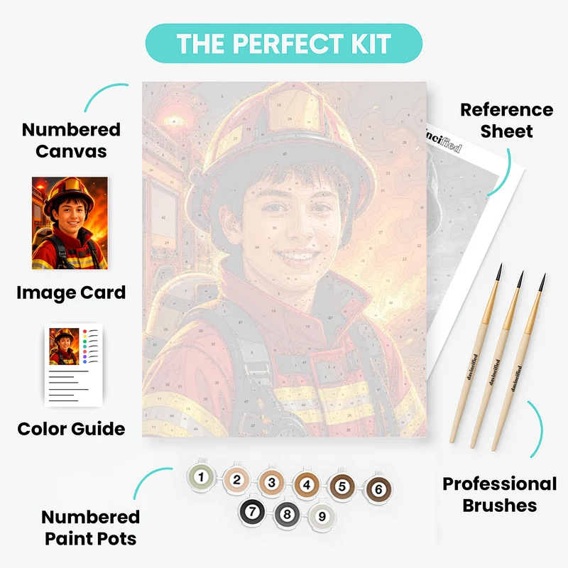 Brave Firefighter - Custom Paint by Numbers Kit