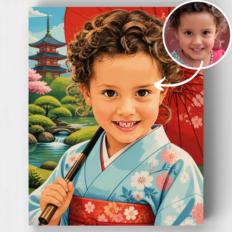 Japanese Garden Girl - Custom Paint by Numbers Kit