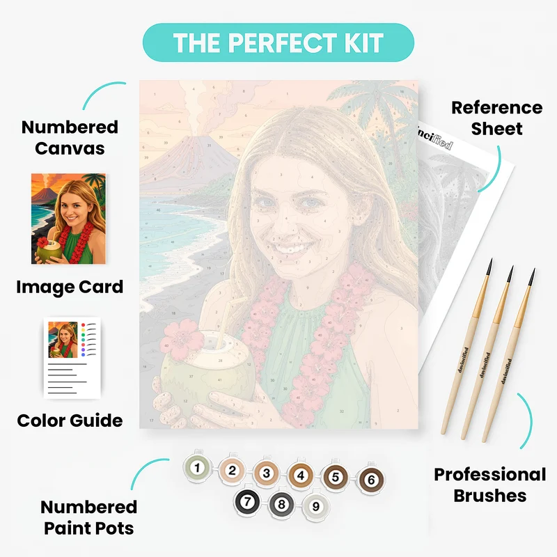 Volcanic Beach Getaway - Custom Paint by Numbers Kit