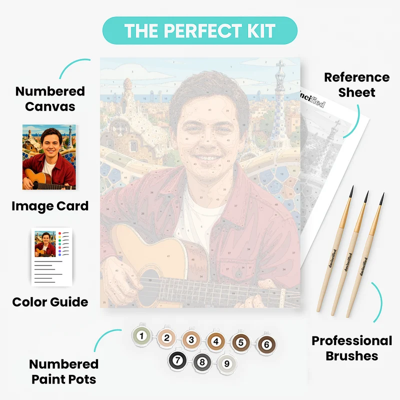 Musician in Barcelona - Custom Paint by Numbers Kit