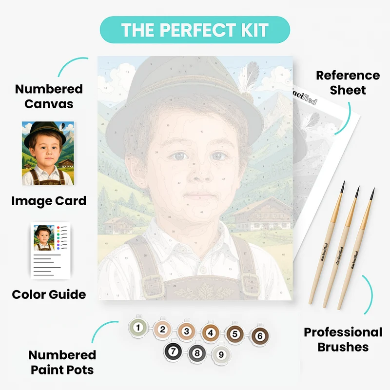 Alpine Meadow Boy - Custom Paint by Numbers Kit