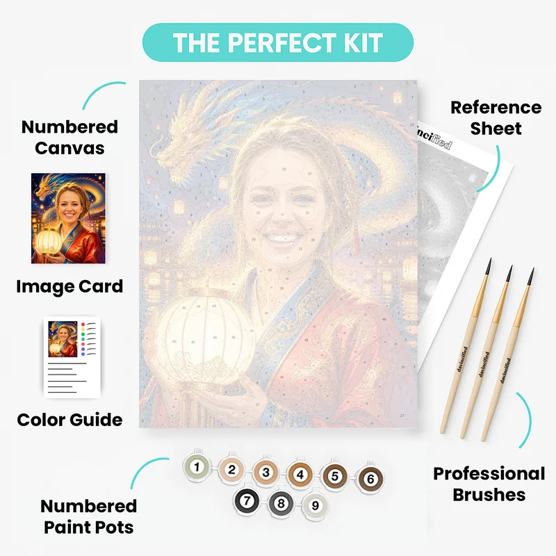 Enchanted Dragon Lantern Festival - Custom Paint by Numbers Kit