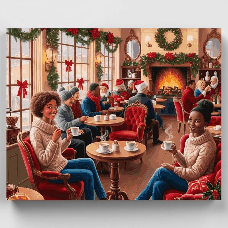 Cozy Christmas Cafe - Paint by Numbers Kit
