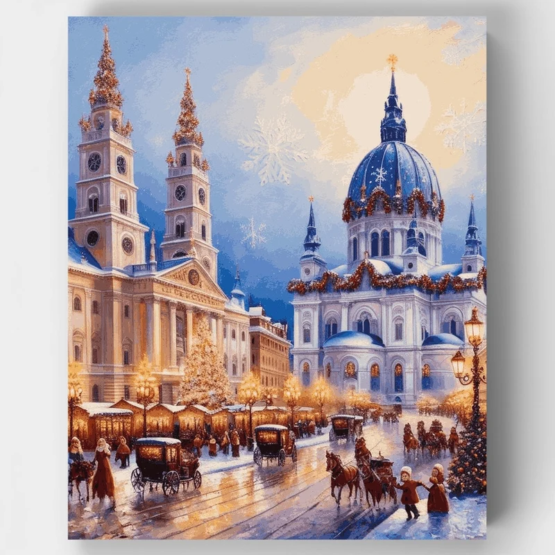 Winter Cathedral Christmas Market - Paint by Numbers Kit