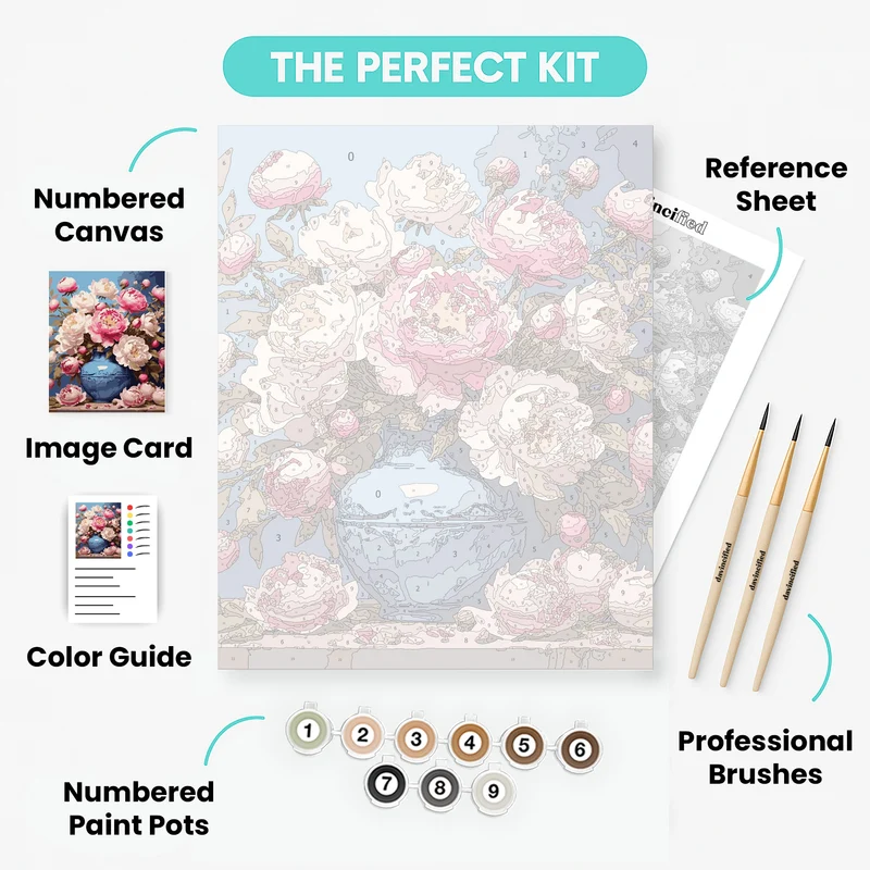 Blooming Peonies - Paint by Numbers Kit