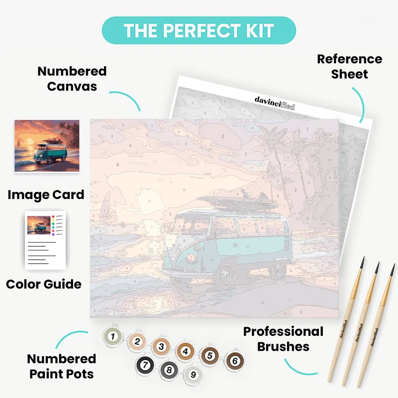 Sunset Surfers Van - Paint by Numbers Kit