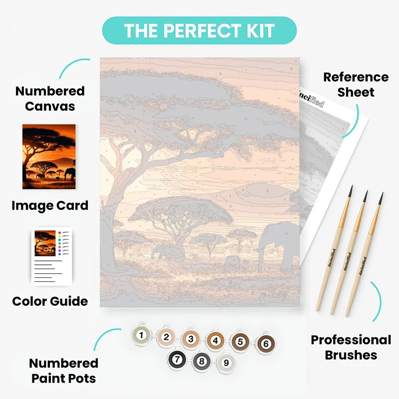Savannah Sunset Silhouettes - Paint by Numbers Kit