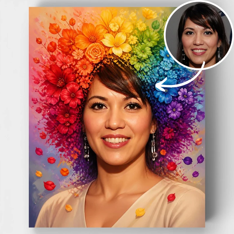 Rainbow Floral Woman - Custom Paint by Numbers Kit