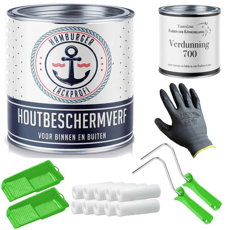 PU Holzschutzfarbe RAL 9010 Reinweiß - Wetterschutzfarbe mit Lackierset (X300) - Hamburger Lack-Profi