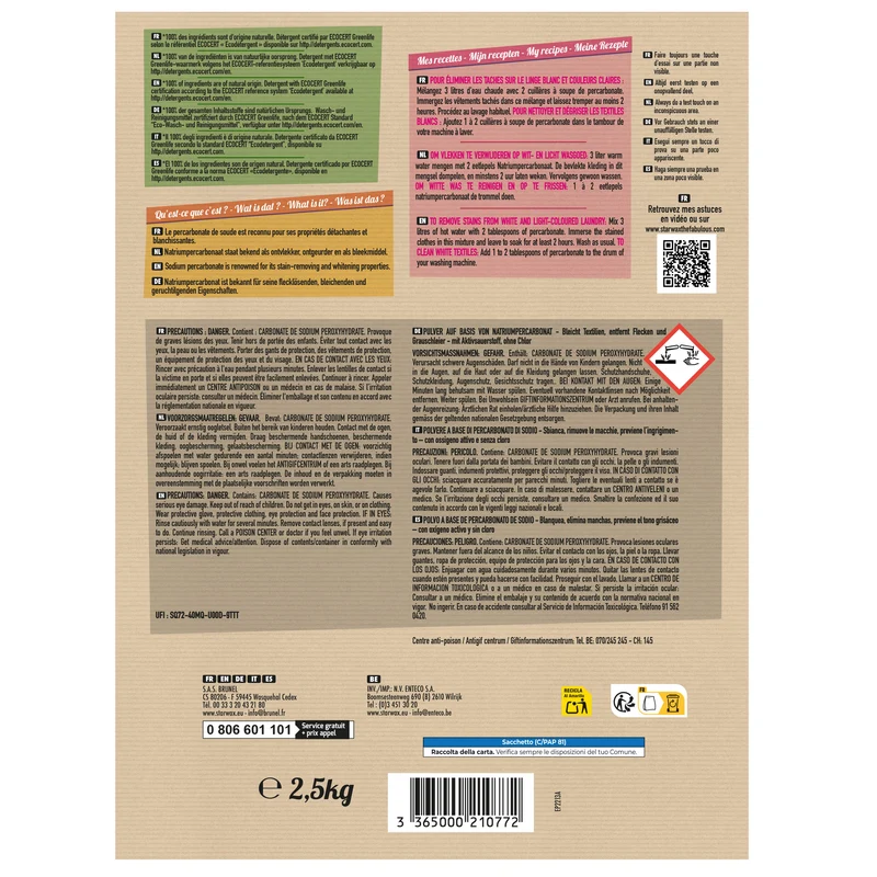 Ma poudre détachante & raviveur de blancheur au percarbonate de soude – Sachet éco