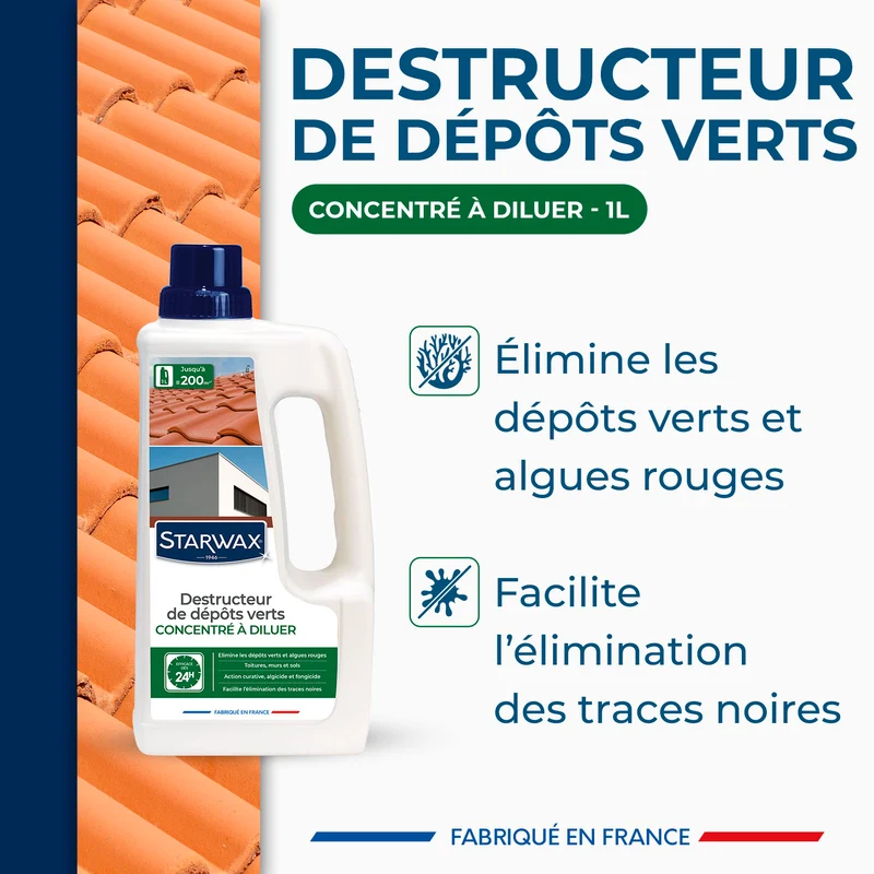 Destructeur de dépôts verts concentré à diluer - grandes surfaces