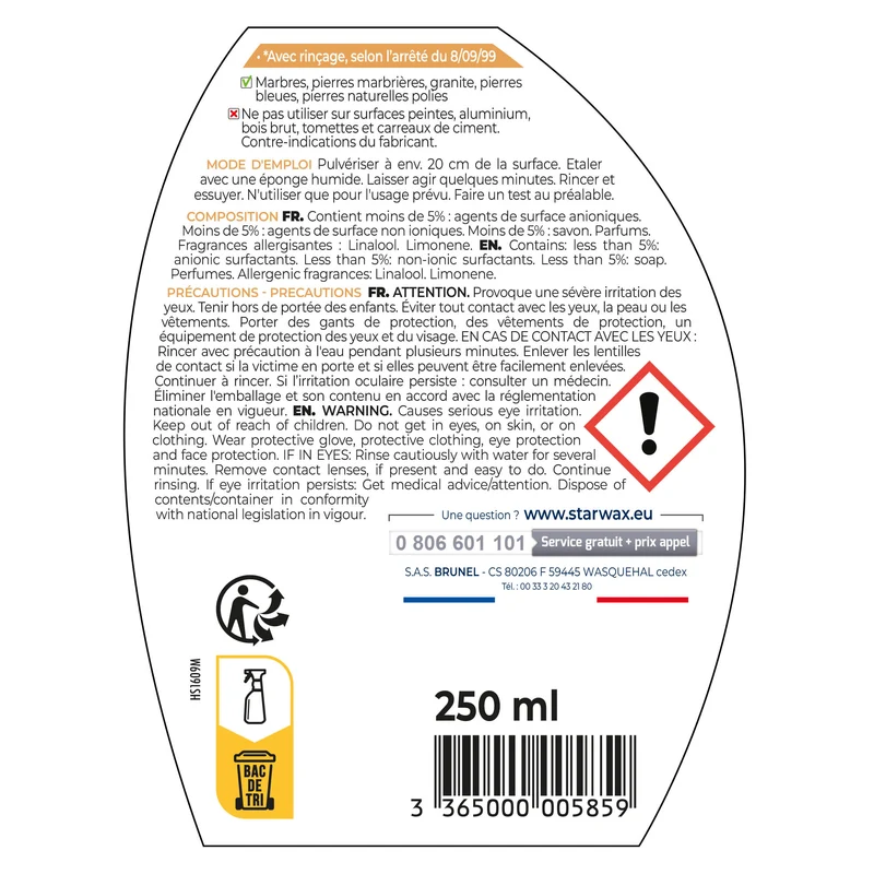 Nettoyant raviveur pour marbre et pierres naturelles