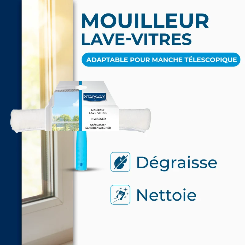 Mouilleur avec housse microfibre pour vitres
