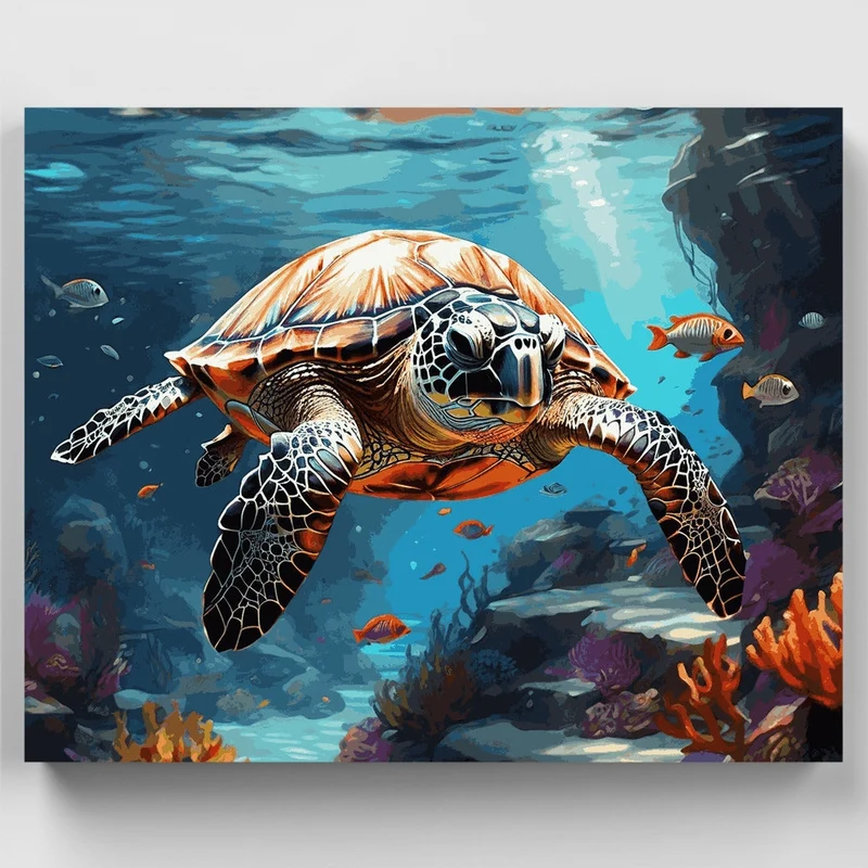 Underwater Turtle Adventure - Paint by Numbers Kit