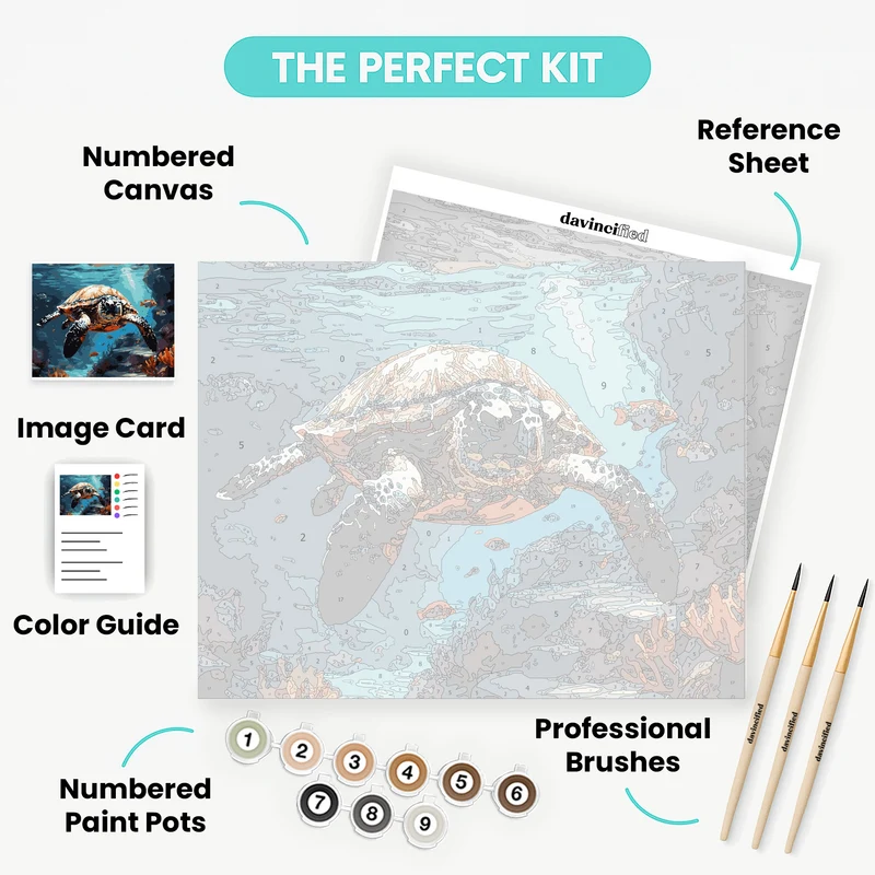 Underwater Turtle Adventure - Paint by Numbers Kit