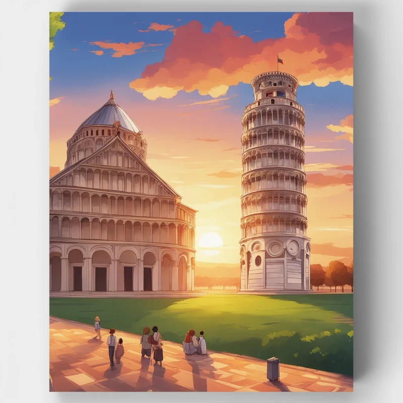 Sunset at Pisa - Paint by Numbers Kit