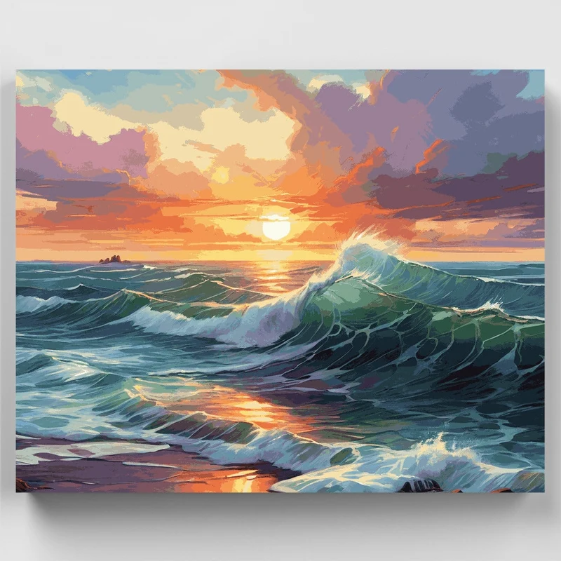 Sunset Ocean Waves - Paint by Numbers Kit