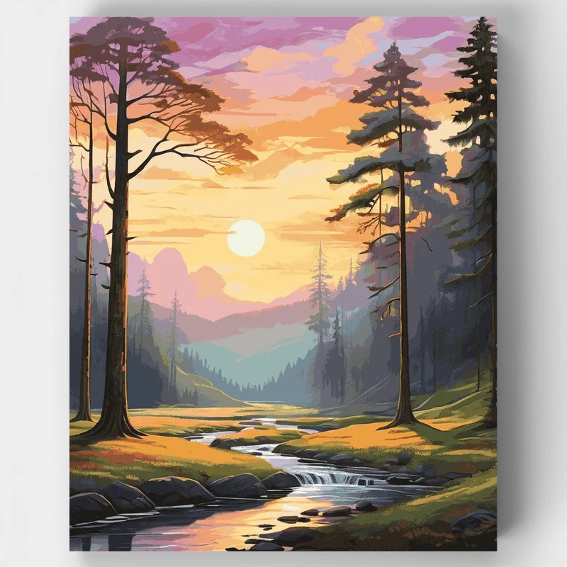 Sunlit Woodland Stream - Paint by Numbers Kit