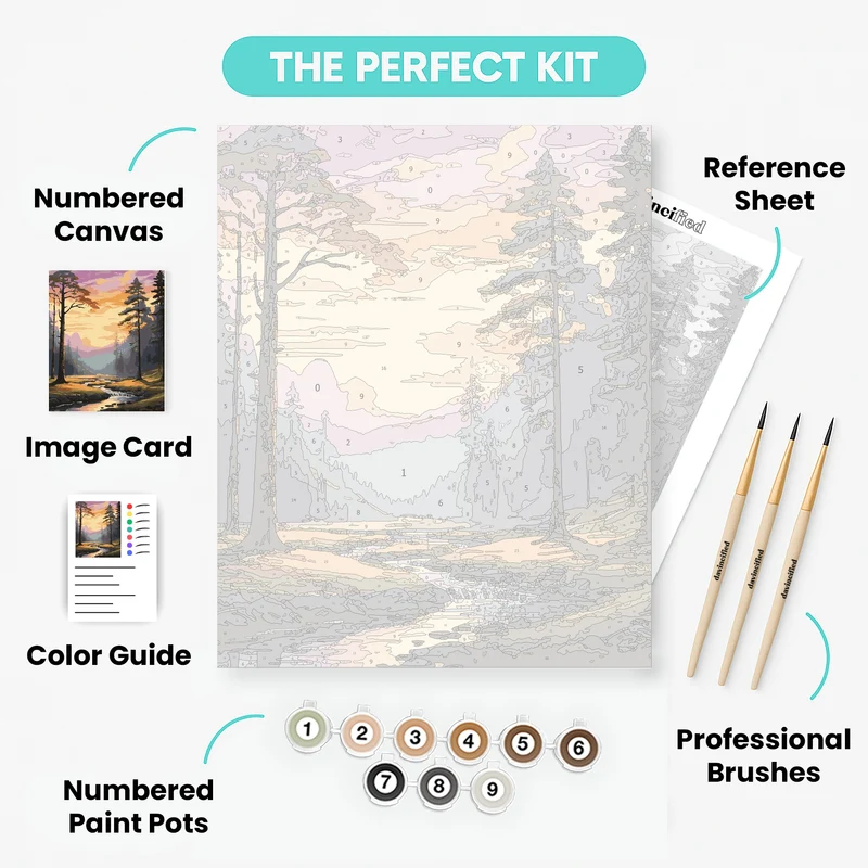 Sunlit Woodland Stream - Paint by Numbers Kit