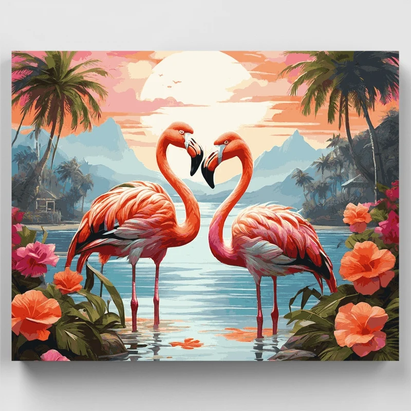 Flamingo Sunset Paradise - Paint by Numbers Kit