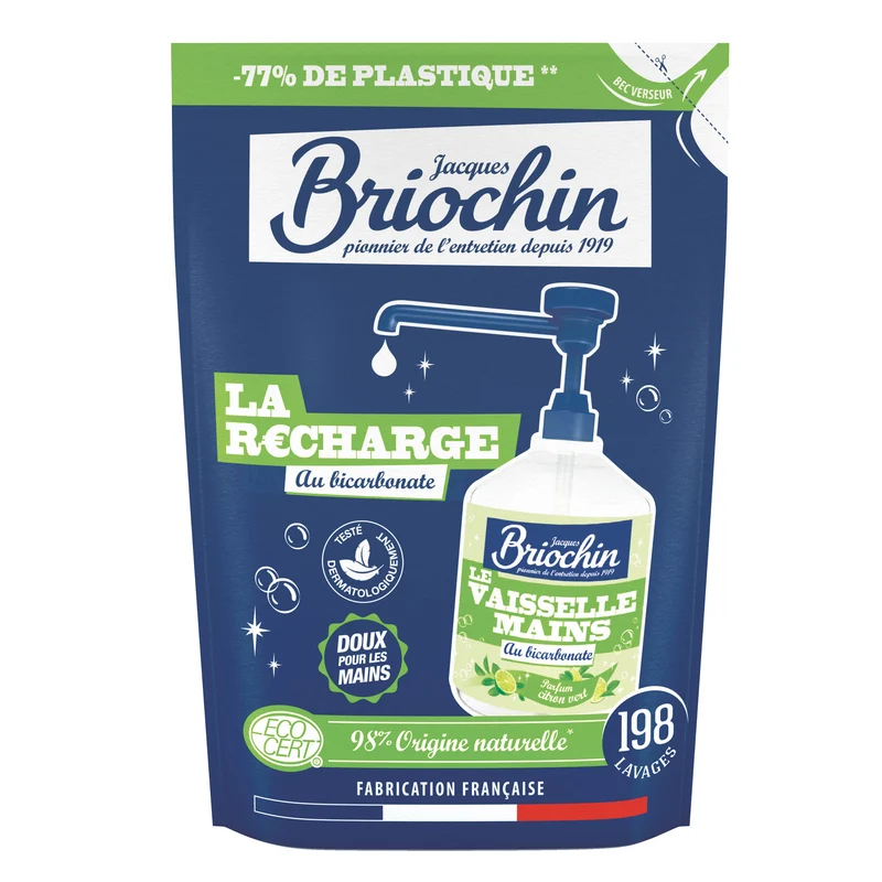Recharge Liquide Vaisselle Mains Bicarbonate de soude & Citron vert