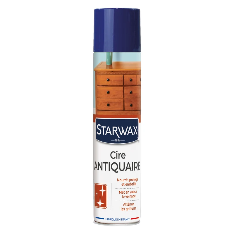 Cire antiquaire aérosol pour bois cirés