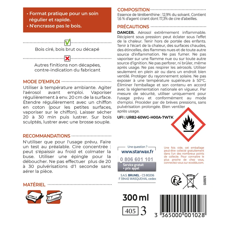 Cire antiquaire aérosol pour bois cirés