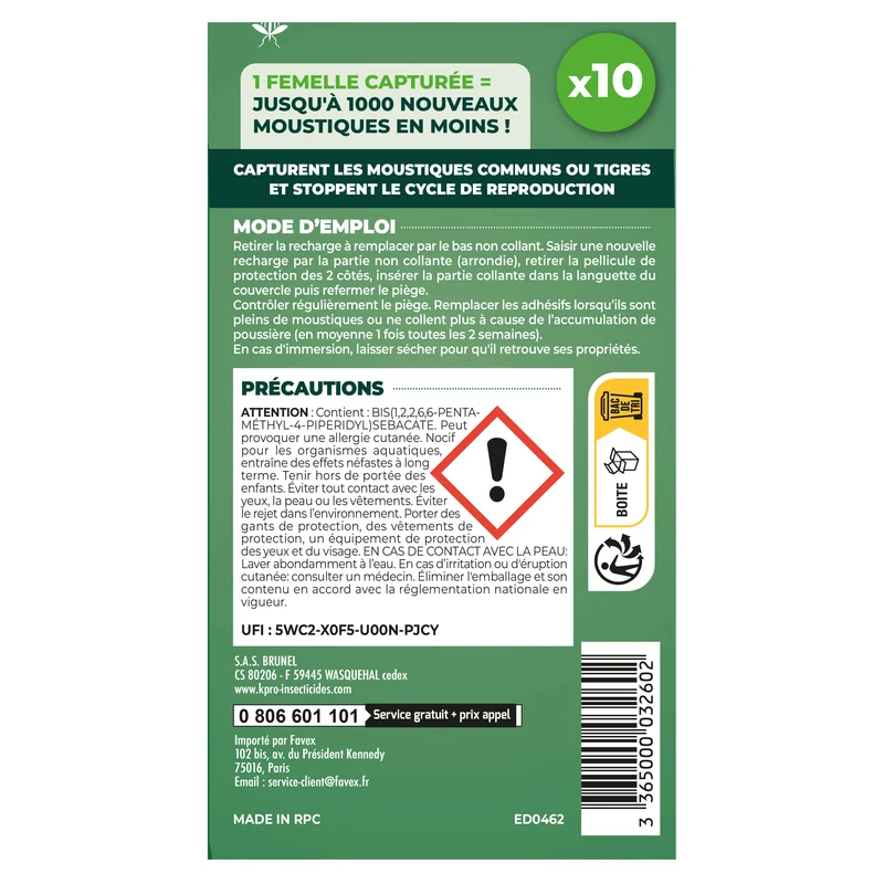 Pack de 10 recharges adhésives pour Pièges anti-ponte moustiques