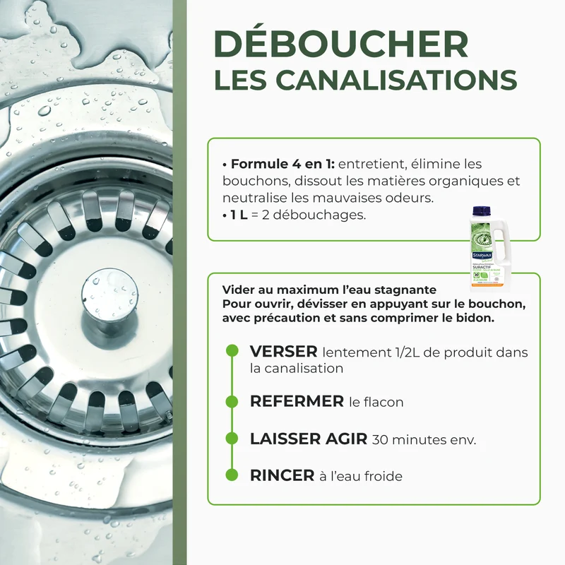Déboucheur suractif cuisine - salle de bains