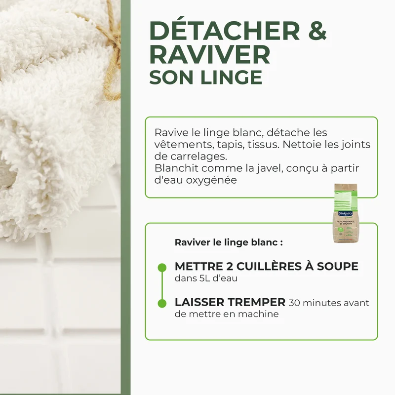 Ma poudre détachante & raviveur de blancheur au percarbonate de soude – Sachet éco