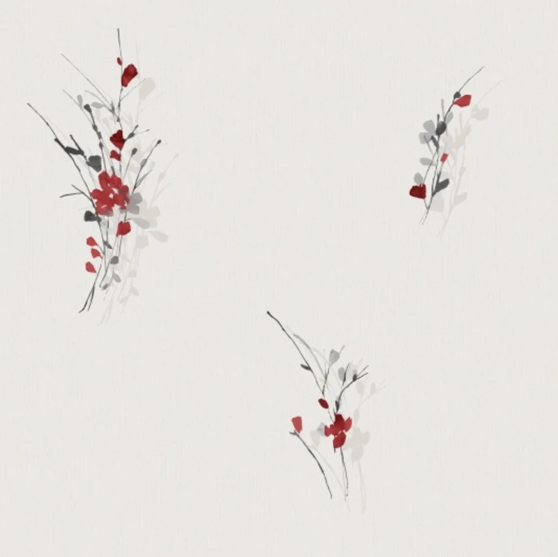 Papier peint vinyle expansé sur intissé - Aquarelle - Fleurs rouges MONTECOLINO 92323