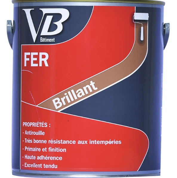 VB Fer Brillant Blanc - Peinture glycéro intérieur et extérieur pour surfaces métalliques (fer et métaux ferreux)