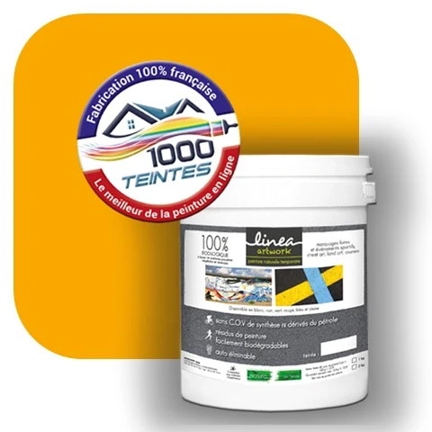 Peinture biodégradable Natura Linéa® Jaune de Sécurité (Street Art Ephémère RAL 1003) Temporaire MAT